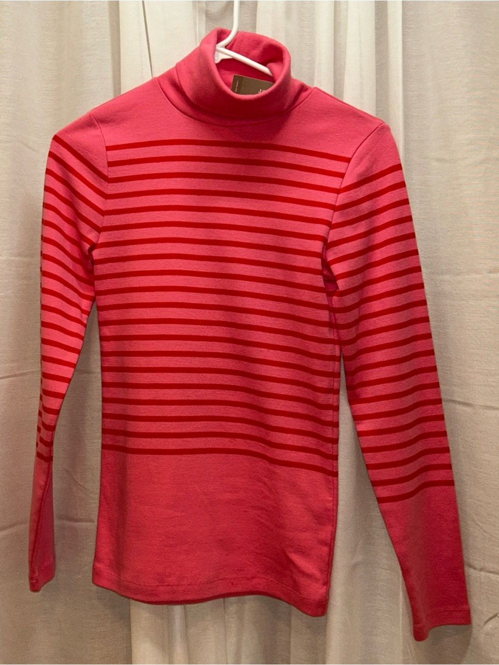 J Crew Woman's Pink & Red Striped Turtle Neck Top Sweater Size Small NWT